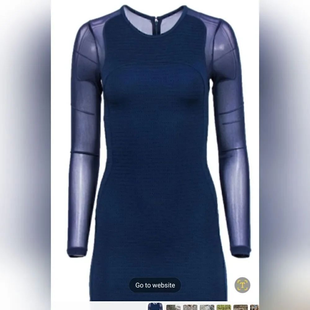 Reiss mesh sleeve Rita dress Indigo blue